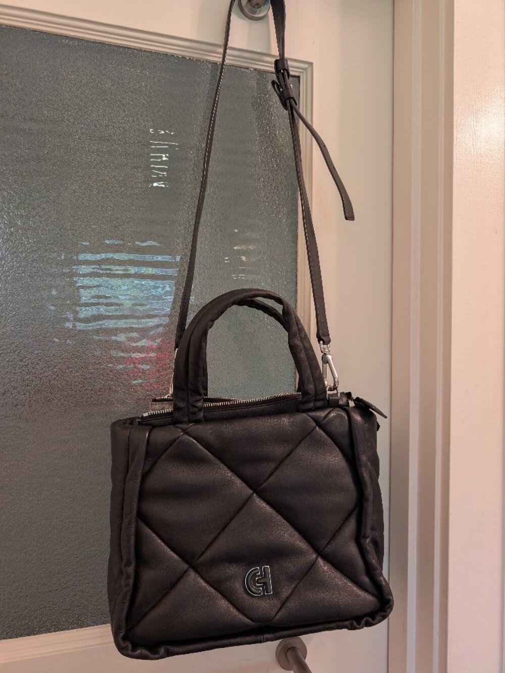 Cole Haan Grand Series Black Quilted Leather Tote/Shoulder Bag – Excellent Condi